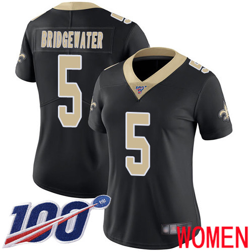 New Orleans Saints Limited Black Women Teddy Bridgewater Home Jersey NFL Football #5 100th Season Vapor Untouchable Jersey